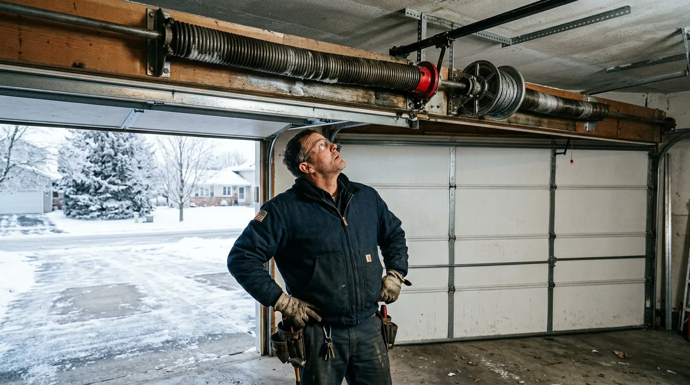 Garage door detail illustrating cold weather and garage springs in ashburn