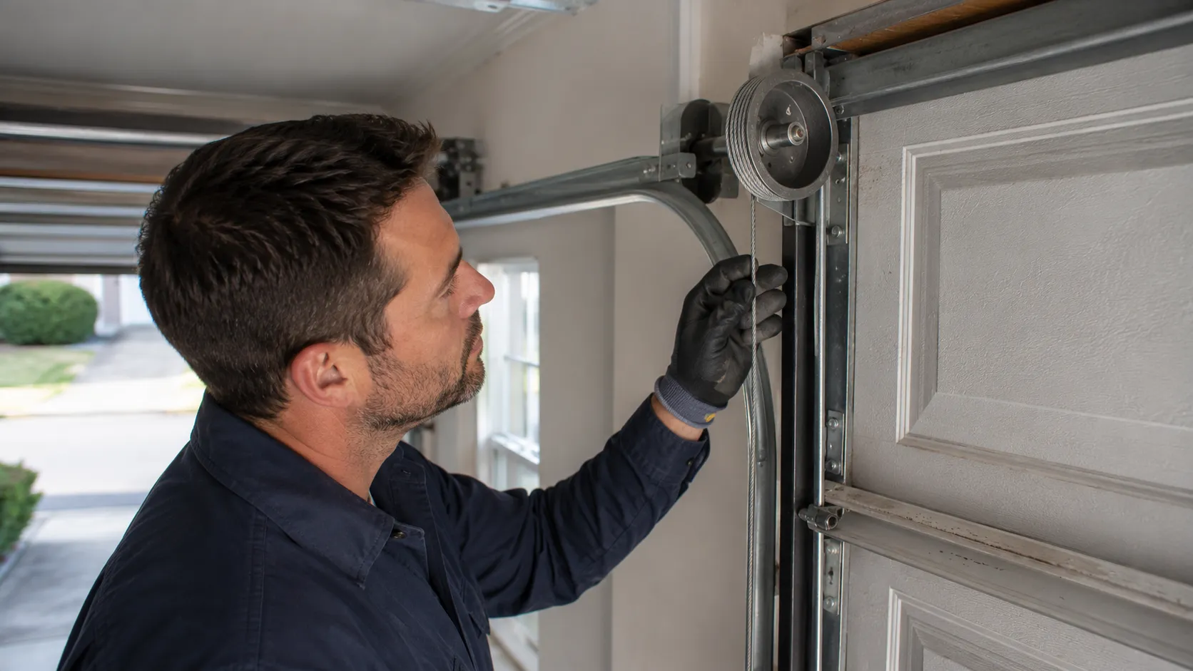 Garage door detail illustrating when an older garage door in ashburn still makes sense to fix